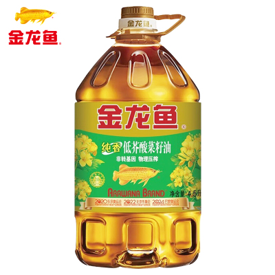 金龙鱼纯香低芥酸菜籽油4.5L/桶非转基因物理压榨低芥酸家用炒菜食用油