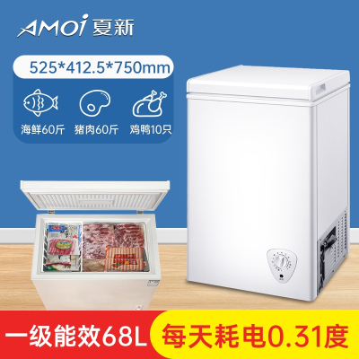 夏新小冰柜家用冷冻小型立卧式冷柜家庭实用租房商用一级能效_白色68L一级节能