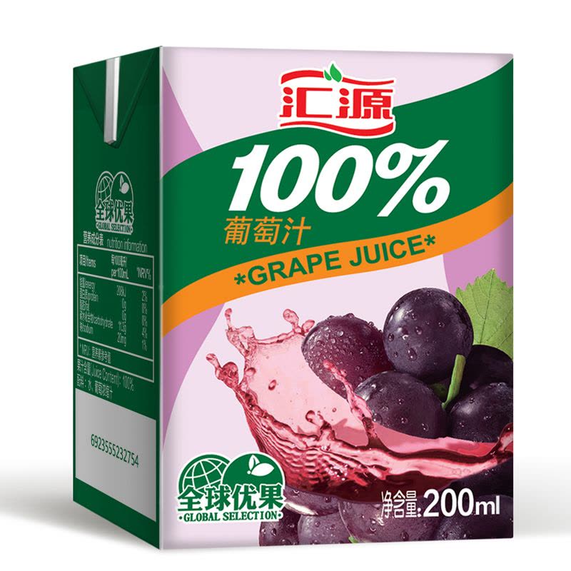 汇源果汁100%葡萄果汁200ml*12盒礼盒装图片
