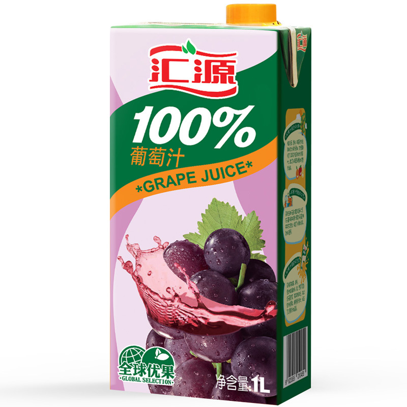 汇源果汁 100%纯果汁 葡萄汁饮料 1L*6盒 便携礼盒官方旗舰店