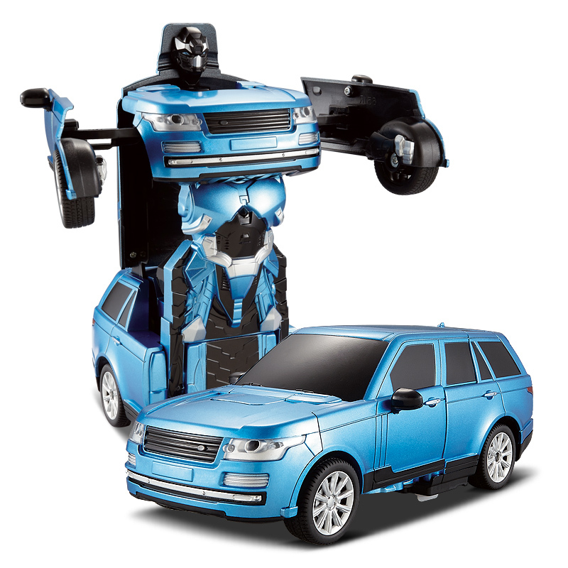 佳奇感应变形遥控车金刚机器人充电动赛车无线遥控汽车儿童玩具车（蓝色）TT651