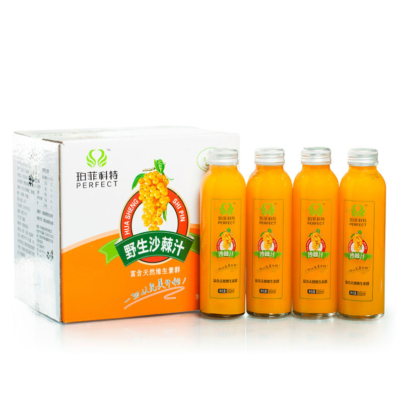 【中华特色】天水馆 珀菲科特 沙棘汁 360ml*12瓶 沙棘果汁饮料 瓶装 饮料 西北