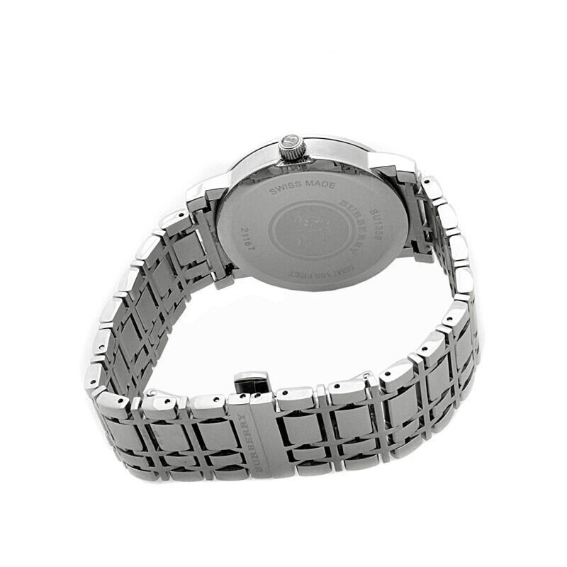 博柏利(BURBERRY)手表 欧美品牌 钢带圆盘防水经典格纹情侣表 石英表 女 BU1350-BU1351