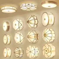 美式卧室吸顶灯led圆形温馨浪漫家用简欧欧式客厅灯简约现代房间全铜灯具