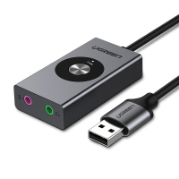 绿联 USB外置声卡 台式机笔记本电脑外接3.5mm音频音响箱耳机麦克风立体声转换器 星空灰