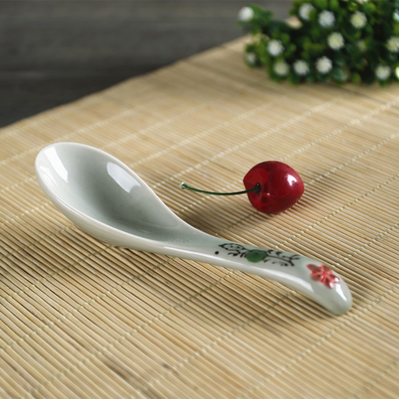 普润(pu run)勺子9540 家用餐具个性创意手绘陶瓷勺调羹勺子汤勺汤匙-