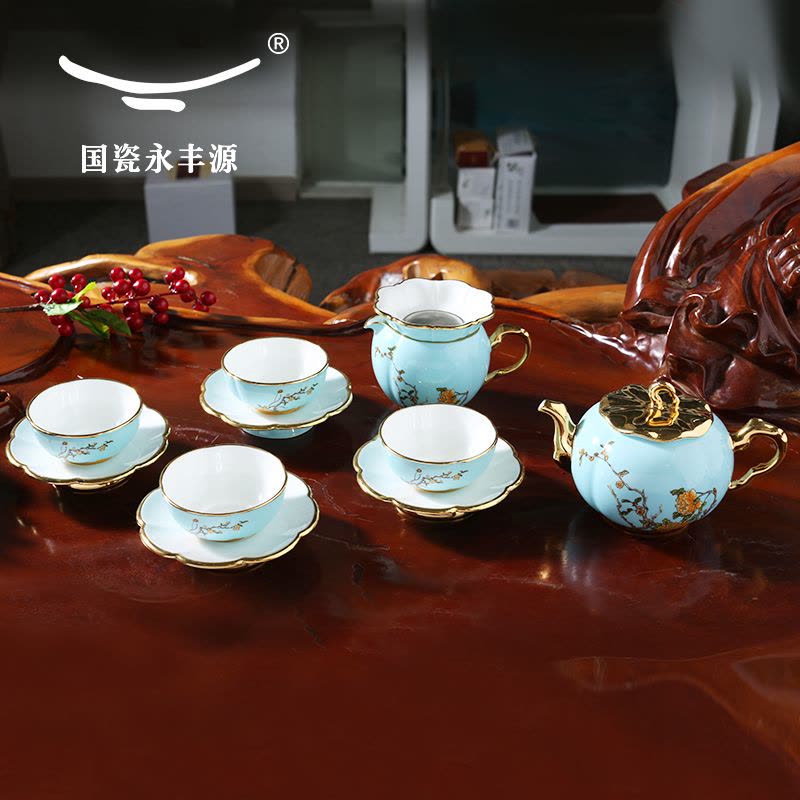 Auratic国瓷永丰源 夫人瓷12头茶具中国风杯子家用套装茶具茶杯咖啡杯陶瓷杯礼品套装图片