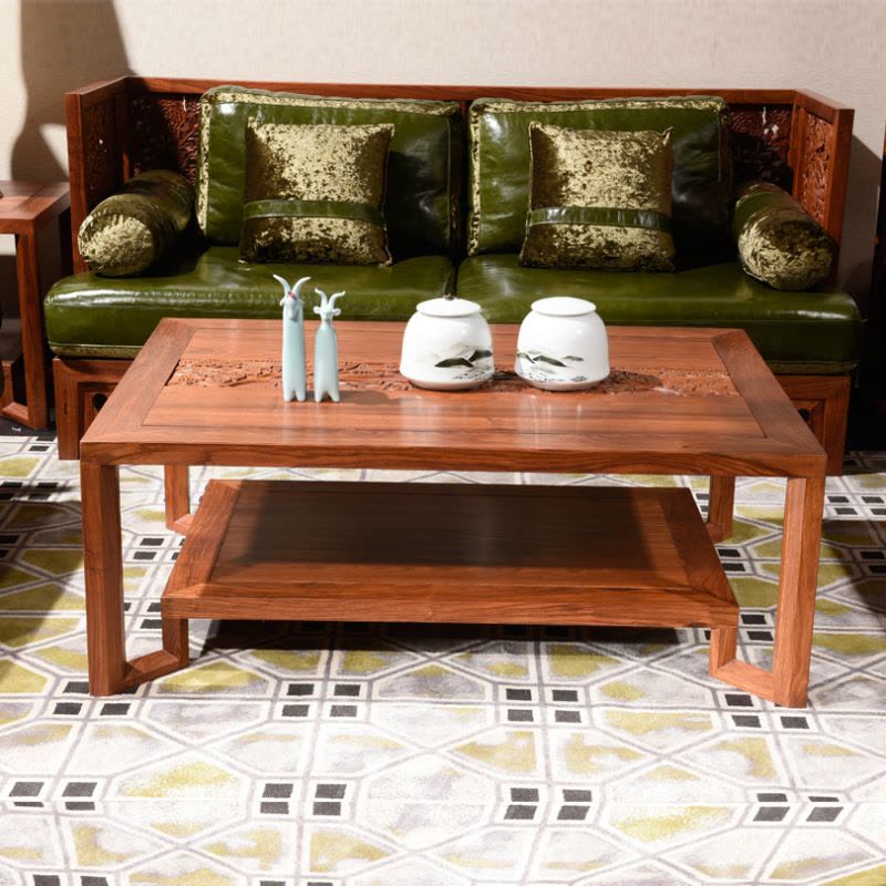 摩纳小镇 新中式红木茶几 刺猬紫檀茶几沙发长几实木家具图片