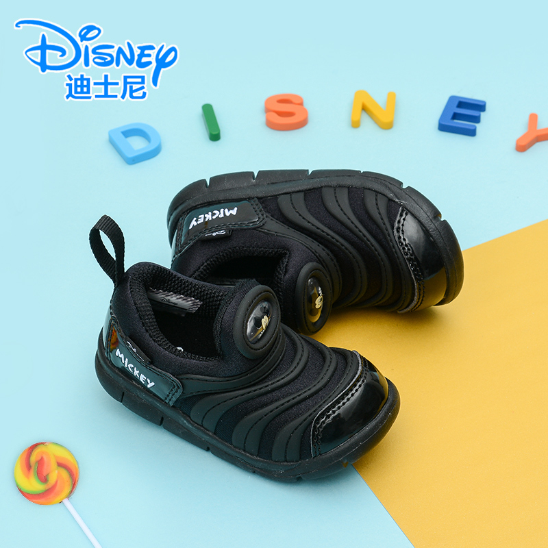 Disney迪士尼毛毛虫童鞋夏季防滑软底中小运动 男女鞋子 004经典黑 25码/16cm