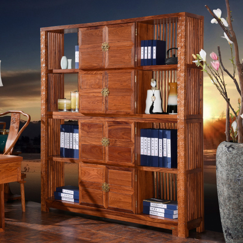 龙森家具 新中式红木实木书柜组合成人刺猬紫檀书橱置物架婚房家具
