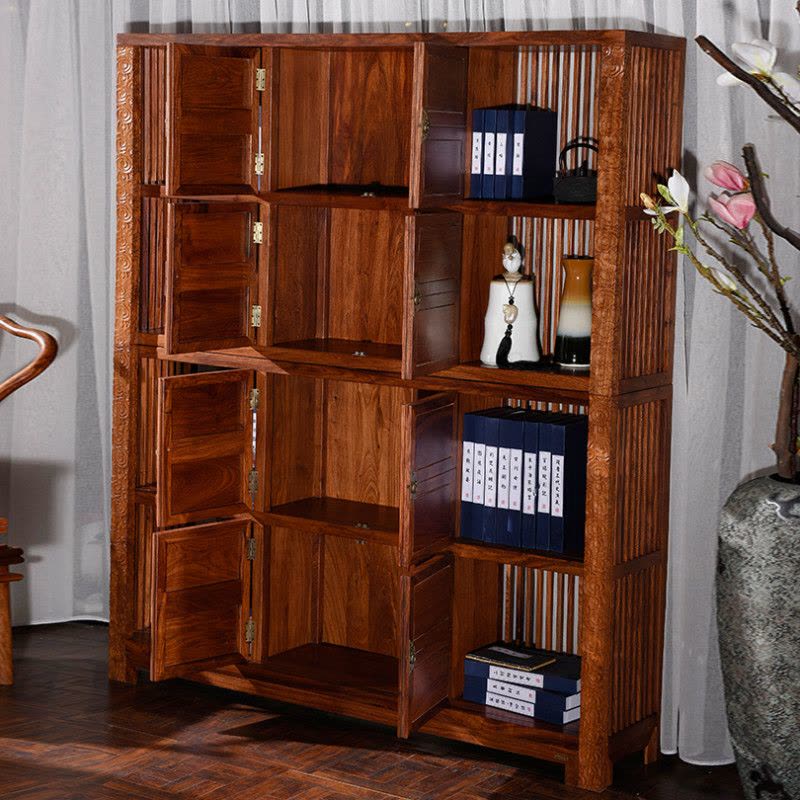 龙森家具 新中式红木实木书柜组合成人刺猬紫檀书橱置物架婚房家具图片