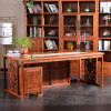龙森家具 新中式实木红木书桌电脑桌书架组合办公写字台婚房家具