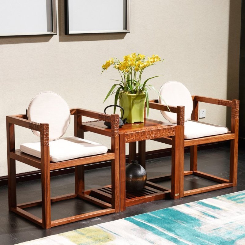龙森家具 新中式红木刺猬紫檀书椅餐椅休闲椅富贵祥云椅