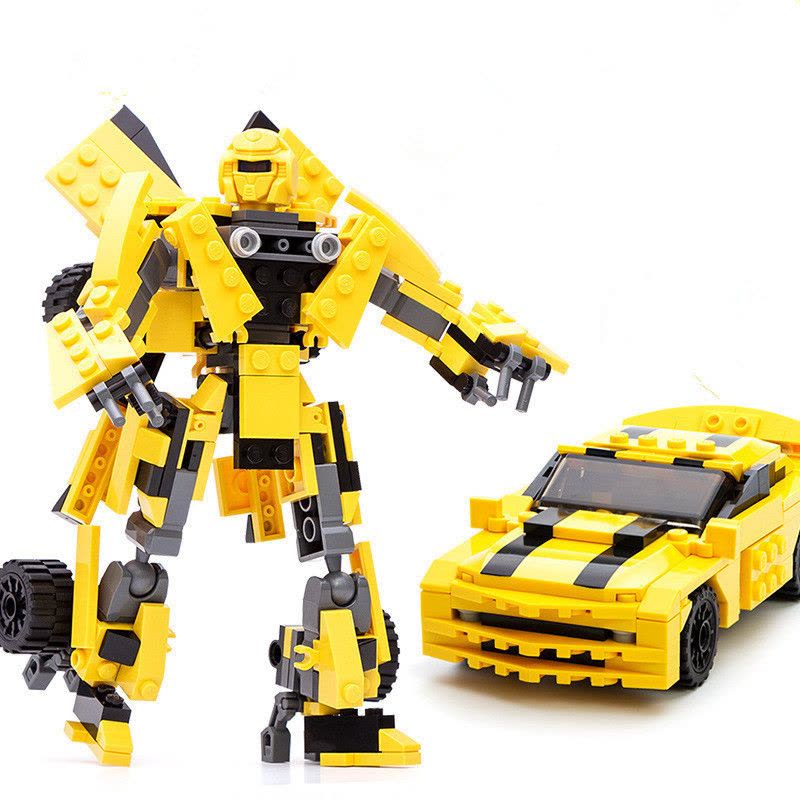 古迪变形金刚机器人兼容乐高拼装塑料小颗粒积木男孩玩具大黄蜂汽车6岁以上 大黄峰8711 200-299块图片