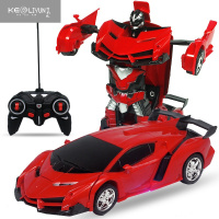 敬平遥控变形车充电遥控车感应变身金刚机器人电动遥控汽车儿童玩具车