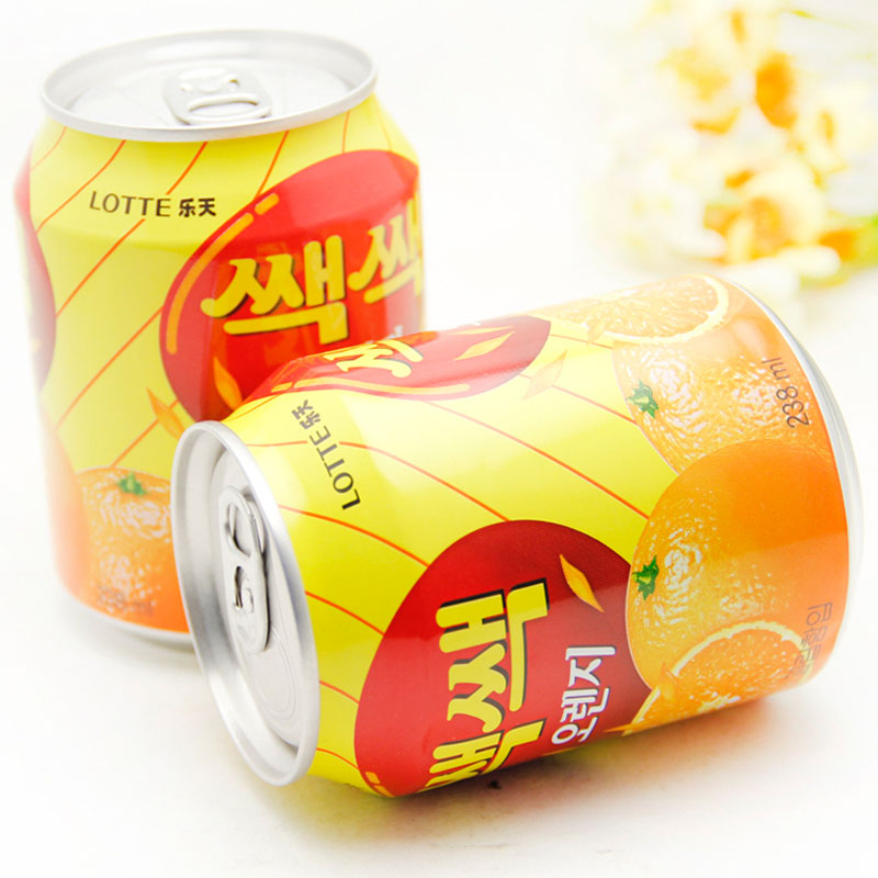 乐天(LOTTE) 橙汁238mlx12罐 进口果汁饮料整盒 带果肉的果汁