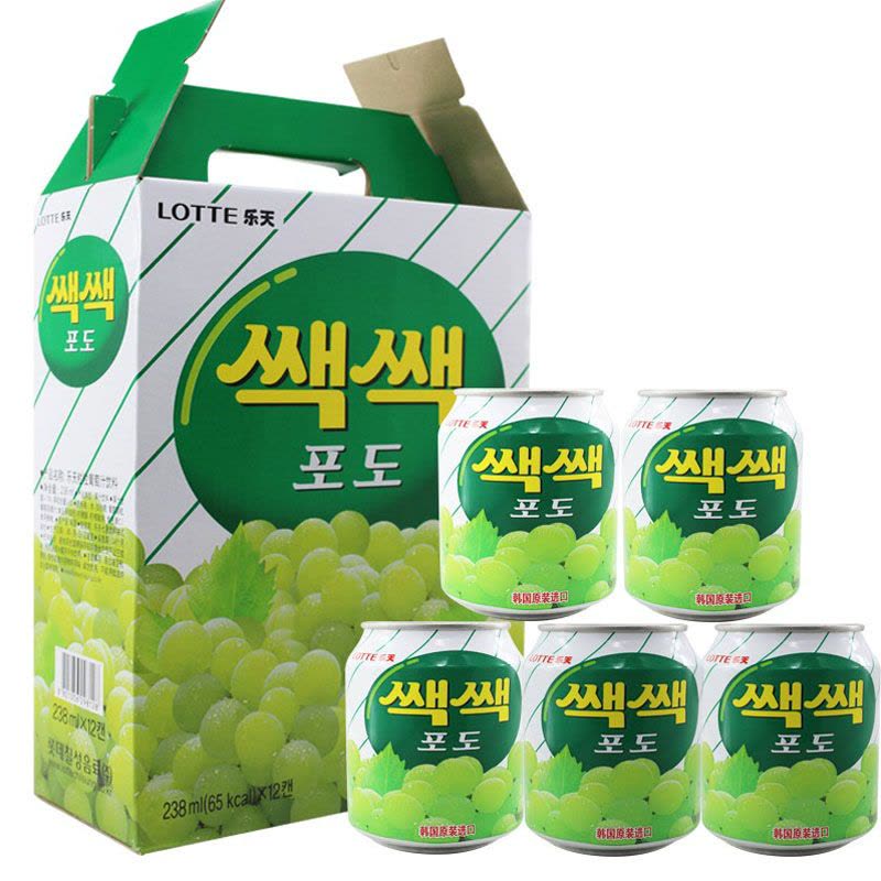乐天(LOTTE) 葡萄汁238ml×12罐韩国进口 果味饮料果汁饮料听装图片