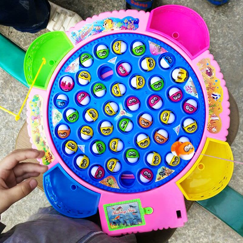 儿童磁性钓鱼玩具宝宝早教益智小孩电动钓鱼旋转电动钓鱼机鱼池3图片