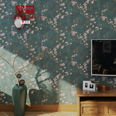 洋子(YangZi)美式复古乡村无纺布墙纸田园3D绿色小碎花卧室客厅电视背景墙壁纸