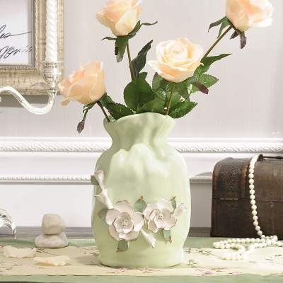 洋子（YangZi）欧式陶瓷小清新干花水培花瓶摆件客厅餐桌插花陶艺电视柜创意 玉瓷色