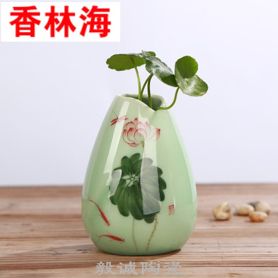 洋子(YangZi)手绘白瓷小花瓶陶瓷创意瓷瓶青瓷花插花瓶瓷器迷你摆件水培花器
