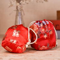 洋子(YangZi)婚礼创意喜糖盒子中式结婚庆用品糖果包装布袋回礼喜糖袋恭喜_苏杭织锦糖袋(10个装)中号10个装