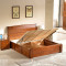 鸣百家 现代中式实木靠背床 实木双人床1.8米金丝木床 双人床储物婚床