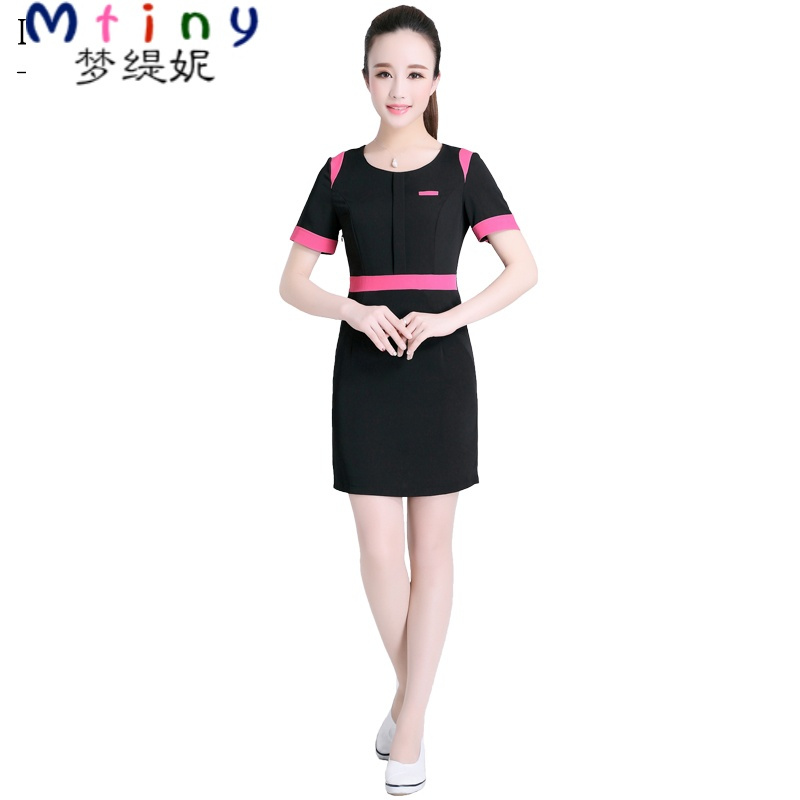 mtiny新款美容师连衣裙技师服短袖工装美容院工作服套装职业女夏