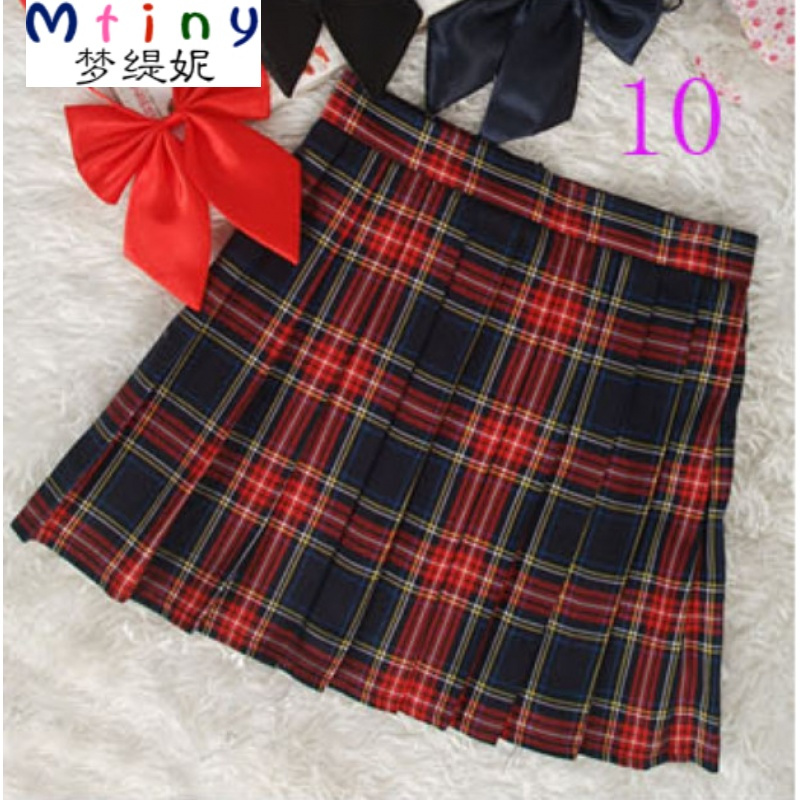 mtiny日系jk高腰百褶裙制服裙班服女生学生格子百折裙学院校服半身