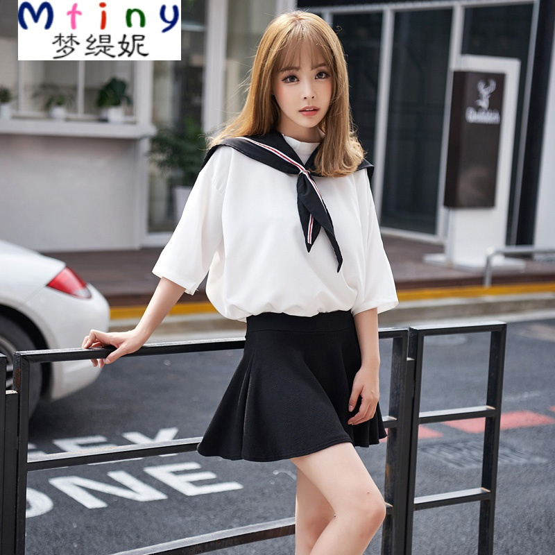 mtiny日本女学生装水手服夏jk制服校服班服日系短袖英伦海军风cos套装
