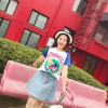 【新款2019】大码女装2019新款夏季韩版宽松可爱短袖T恤胖mm藏肉显瘦印花上衣