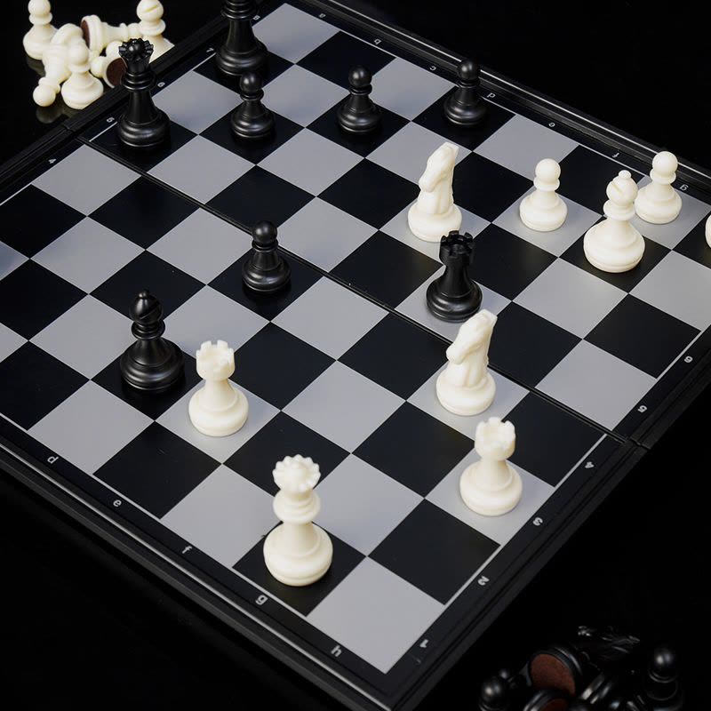 国际象棋磁性折叠棋盘套装闪电客成人儿童入门游戏 黑白小号图片