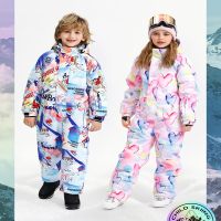 CATRIDE儿童滑雪服连体女童男童单板加厚保暖滑雪装备套装