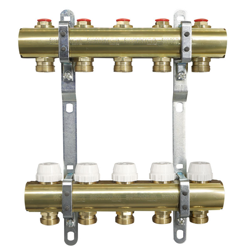 地暖黄铜2-9路预装式温控集分水器HT920C006辅材包