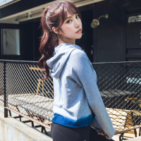 韩版秋季女士户外长袖健身服宽松休闲连帽速干瑜伽运动跑步上衣