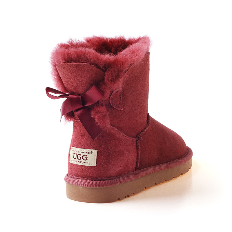 OZWEAR UGG OB084 II防水防滑单蝴蝶结皮毛一体雪地靴