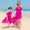 828新款泰国修身沙滩裙女夏2017新款三亚海边度假显瘦连衣裙红色雪纺长裙