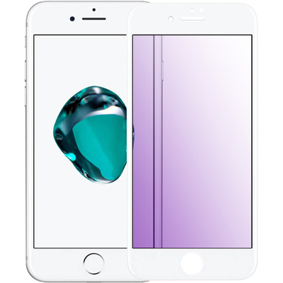 [送手机壳]轻万适用苹果8钢化膜iphone7全屏丝印白色apple玻璃贴膜全屏抗蓝光高清膜