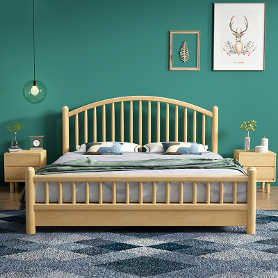 北欧木床1.8米双人床成人主卧室阿斯卡利1.5米单人床公主床简约现代家具