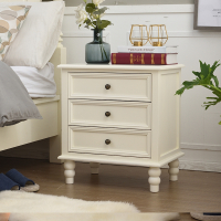 阿斯卡利美式木床头柜简约白色现代卧室床边柜简易储物柜三斗抽屉柜