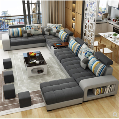 定制布艺沙发简约现代纳米科技布阿斯卡利免洗沙发组合大户型客厅家具整装沙发