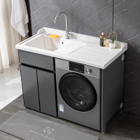 阿斯卡利(ASCARI)定制洗衣机一体柜太空铝石英石台盆柜阳台滚筒洗衣柜组合带搓衣板