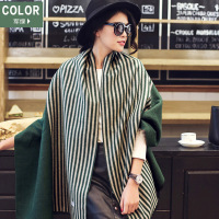 迪鲁奥(DILUAO)[新款围巾]优雅气质竖条纹双面围巾 女士秋冬季保暖超长两用披肩