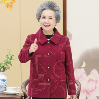 迪鲁奥(DILUAO)妈妈装秋装外套中老年女装宽松上衣奶奶装冬装常规外衣60-70岁80老年人衣服红色喜庆服装