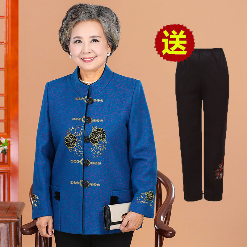 装春秋装套装6070岁中老年人女装春装妈妈秋装外套老人衣服8定制视频