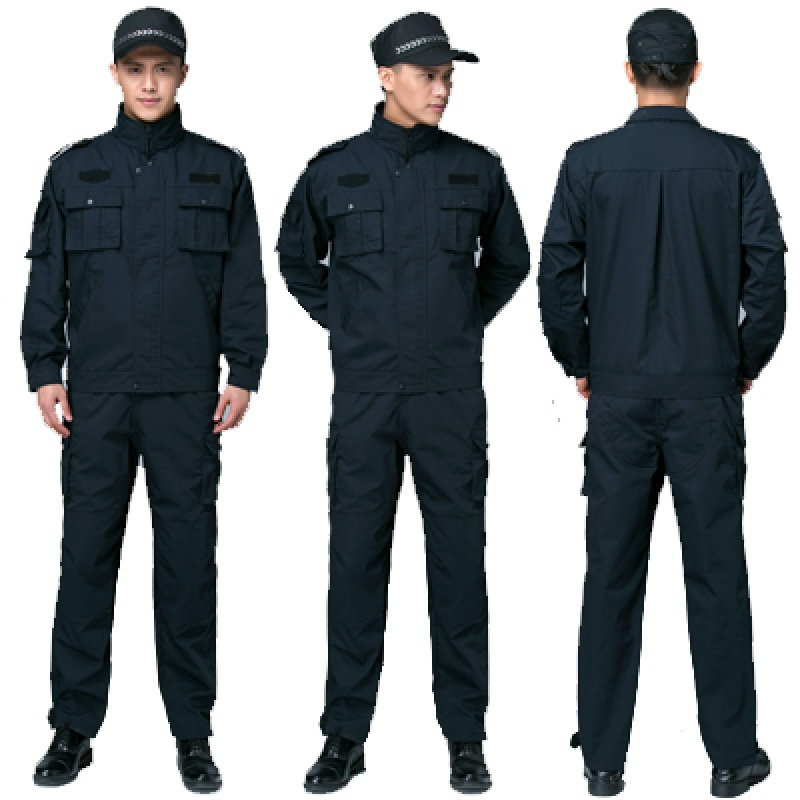902新款作训服保安服春秋套装 安保物业工作服男长袖黑色训练服 保安
