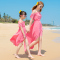 qma新款泰国修身沙滩裙女夏2017新款三亚海边度假连衣裙红色雪纺长裙定制