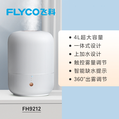 飞科(FLYCO)加湿器家用卧室办公大雾量容量孕妇婴儿净化空气喷雾器4L_4L大容量白色