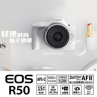 佳能(Canon)EOS R50 18-45mm镜头 白色半画幅微单相机 APS-C 防抖视频vlog高清相机佳能r50套机白色 海外版