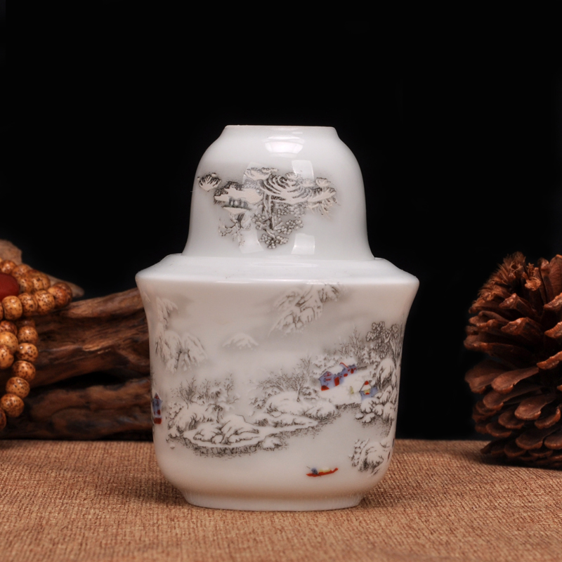 景德镇陶瓷白酒酒具套装温酒壶清酒烫酒壶黄酒器温酒具 雪景半斤